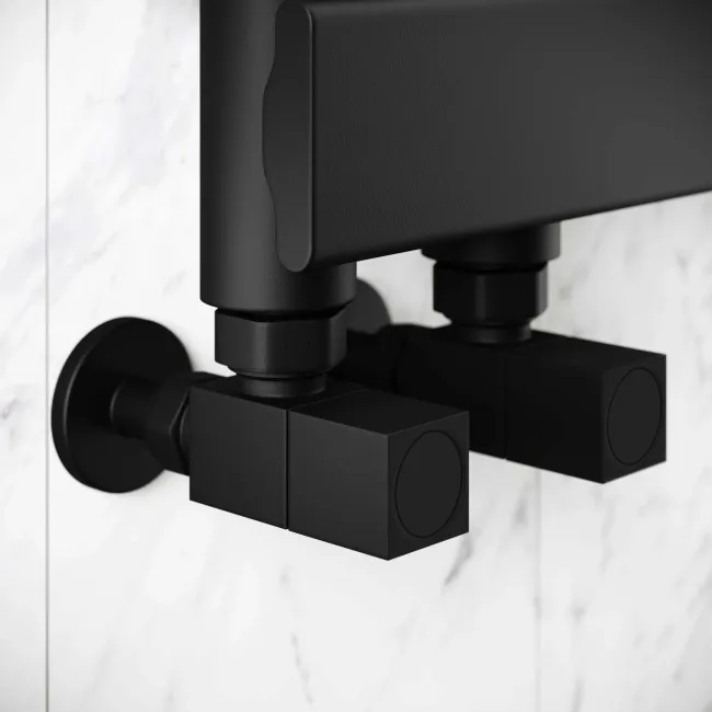 Seville Matt Black Designer Flat Panel Heated Towel Rail 800x450mm