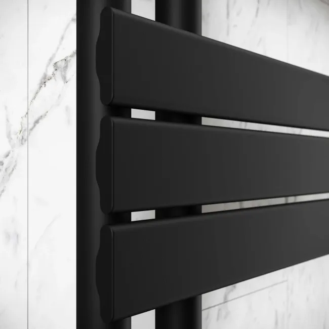 Seville Matt Black Designer Flat Panel Heated Towel Rail 1200x600mm
