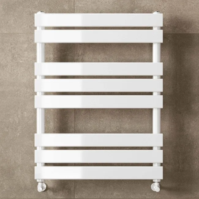 Santorini White Flat Panel Heated Towel Rail 800x600mm