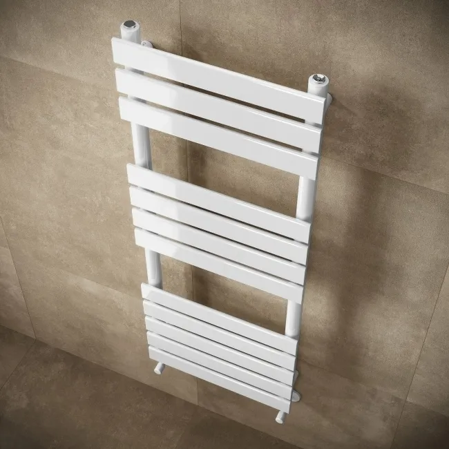 Santorini White Flat Panel Heated Towel Rail 1200x450mm