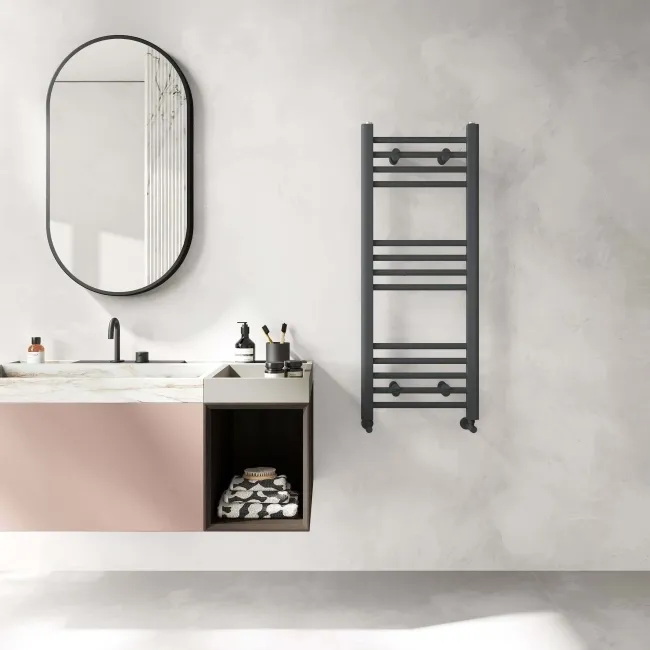 Barcelona Anthracite Straight Heated Towel Rail 1000x400mm