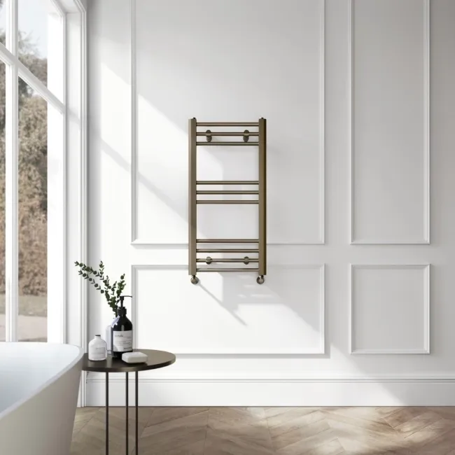 Barcelona Antique Gold Straight Heated Towel Rail 800x400mm
