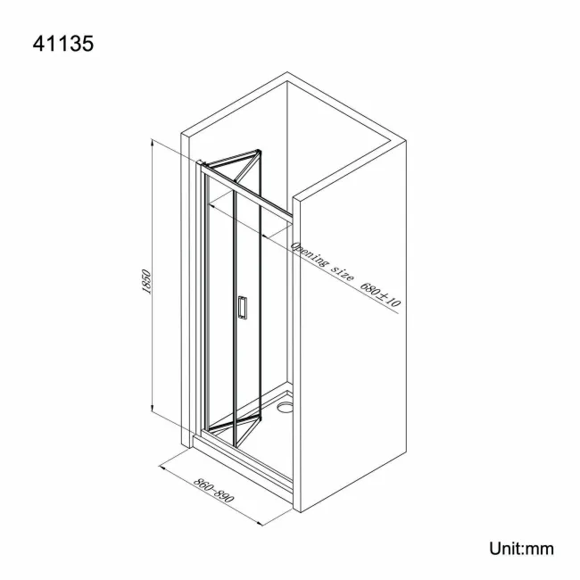 London 6mm Bifold Shower Door 900mm