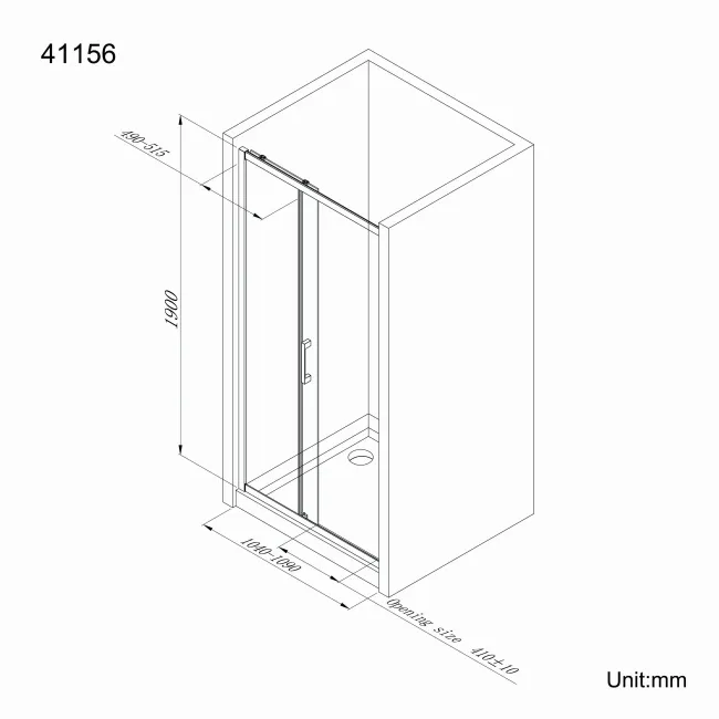 Hamburg Matt Black Easy Clean 8mm Sliding Shower Door 1100mm - Easy Fix Feature