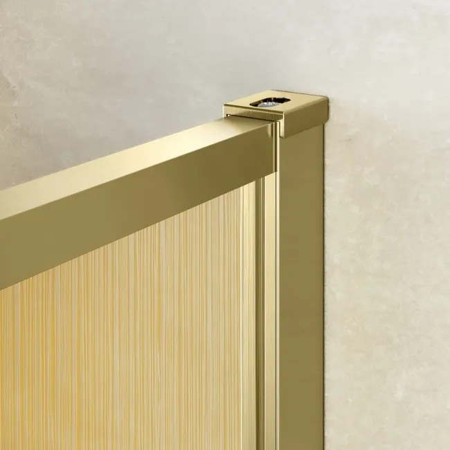Munich Brushed Brass with Mesh Effect 8mm Wet Room Shower Glass Panel 900mm