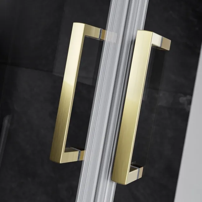 London Brushed Brass 6mm Offset Quadrant Shower Enclosure 1200x800mm