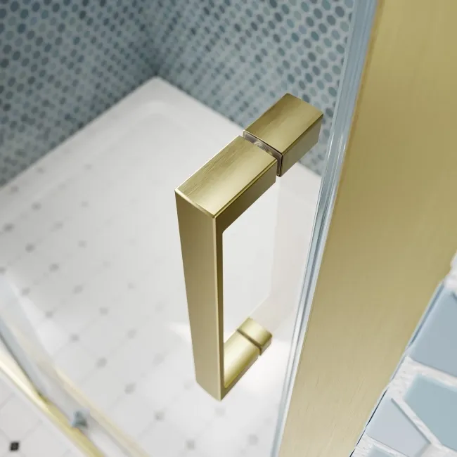 London Brushed Brass 6mm Sliding Shower Door 1100mm