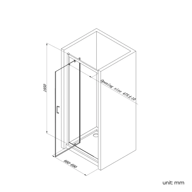 London Brushed Brass 6mm Pivot Shower Door 700mm