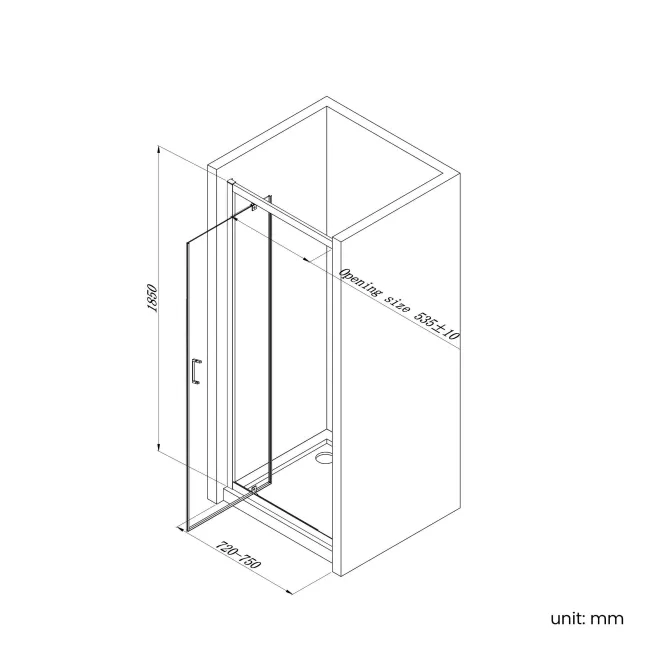 London Brushed Brass 6mm Pivot Shower Door 760mm