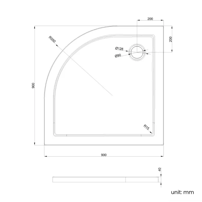Cairo Quadrant SMC Composite Shower Tray 900x900mm