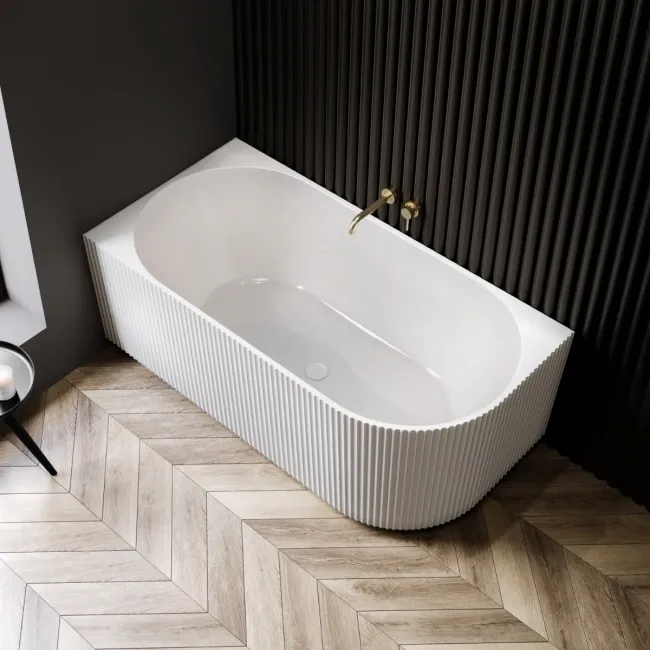 Barnet 1500mm Fluted Curved Corner Bath - Left Handed