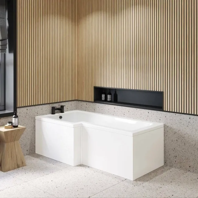 Gloss White L Shaped Wooden Bath End Panel 700mm