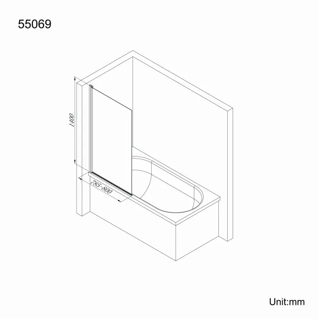 Venice 4mm Bath Screen - 800mm