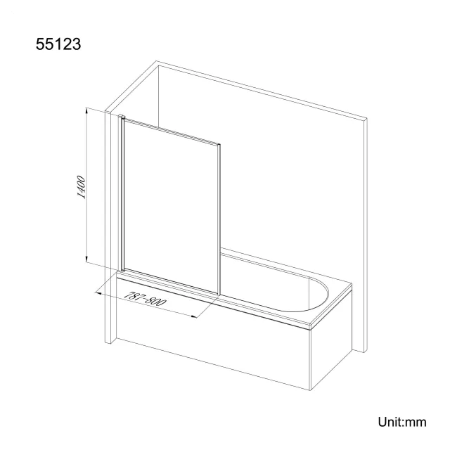 Zurich Easy Clean Brushed Brass Framed Bath Screen - 800mm