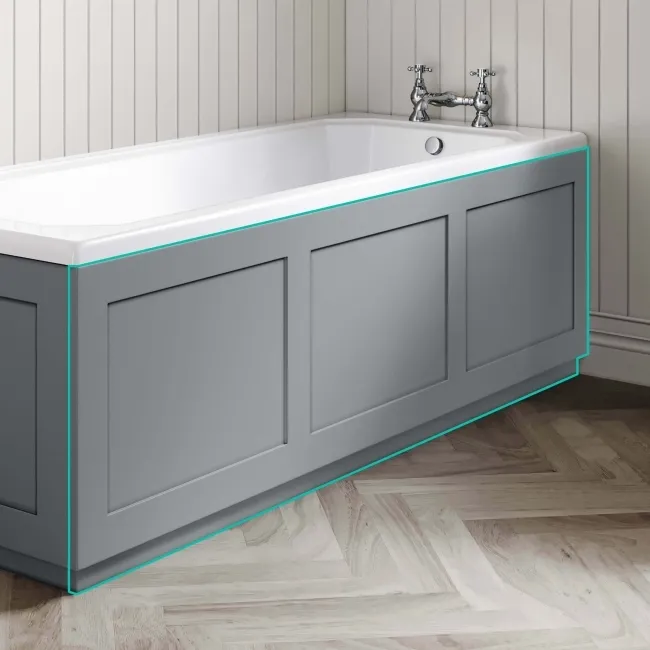 Traditional Fog Grey Wooden Bath Front Panel 1700mm