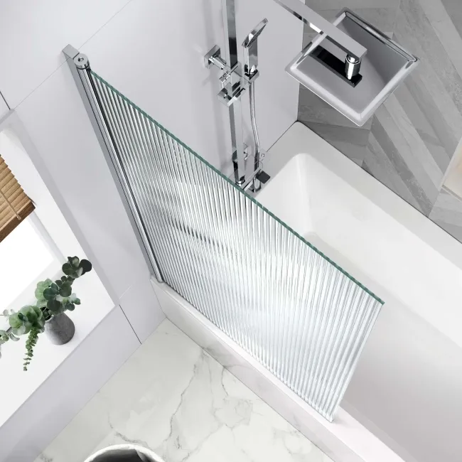 Geneva Fluted Effect Easy Clean 6mm Bath Screen - 800mm