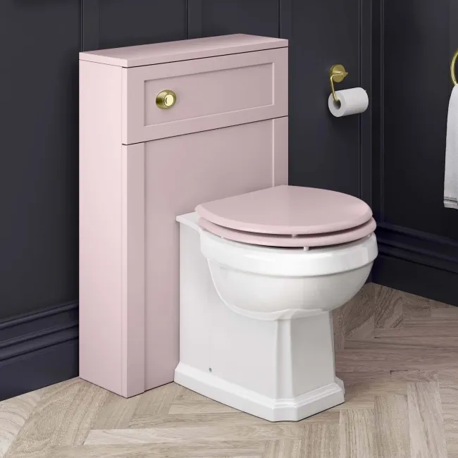 Hudson Traditional Cashmere Pink Wooden Soft Close Seat with Brushed Brass Hinges