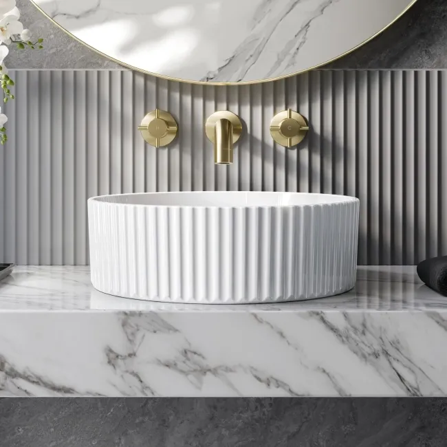 Nevis Fluted Round Counter Top Basin 360mm
