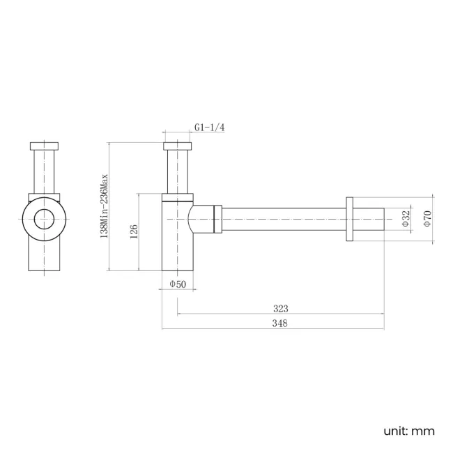 Matt Black Round Solid Brass Bottle Trap