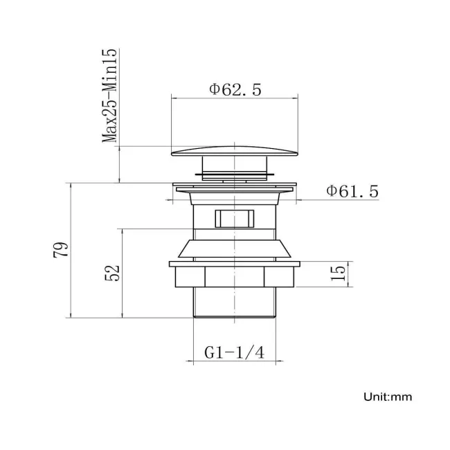 Chrome Dome Top Pop Up Basin Waste - Slotted