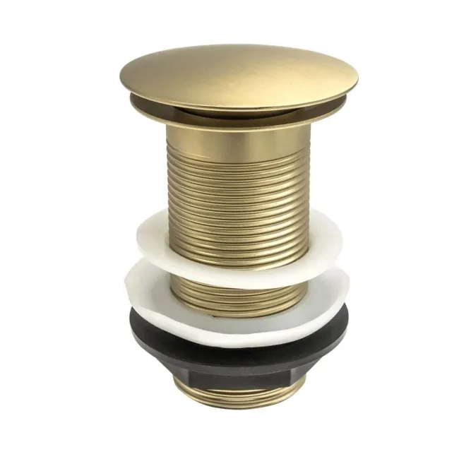 Brushed Brass Dome Top Pop Up Basin Waste - Unslotted