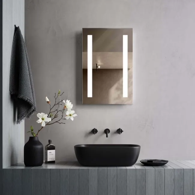 Emielia Battery Operated Illuminated LED Cloakroom Mirror 600x400mm