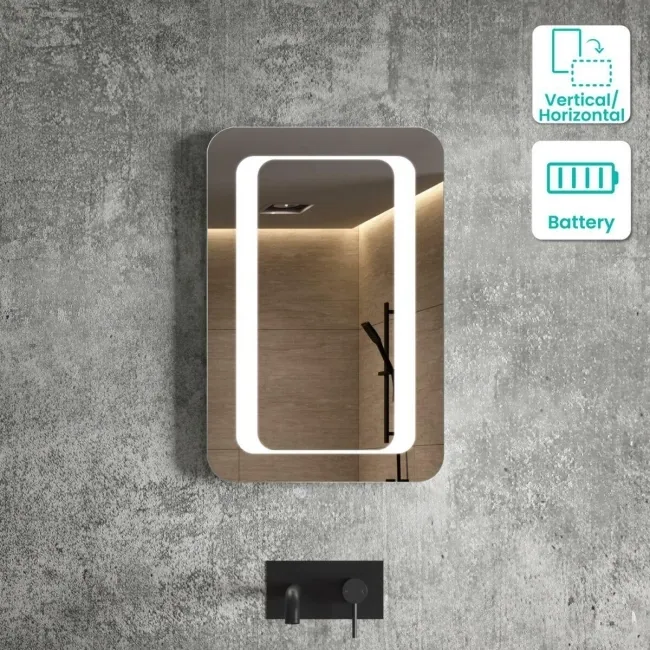 Arabella Battery Operated Illuminated LED Cloakroom Mirror 600x400mm