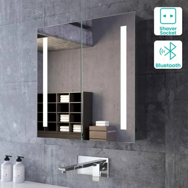 Emielia Illuminated LED Mirror Cabinet With BLUETOOTH Speaker 600x600mm