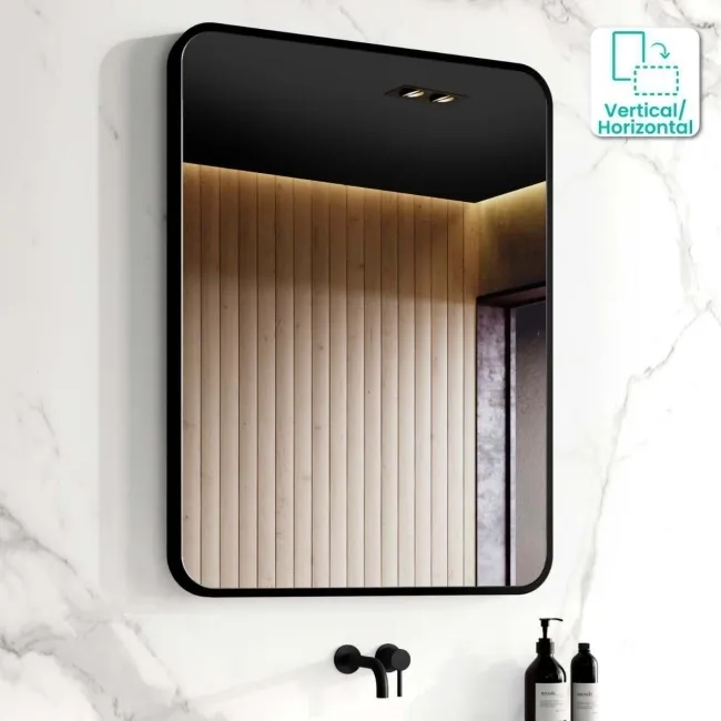 Olivia Black Framed Rectangular Bathroom Mirror 800x600mm