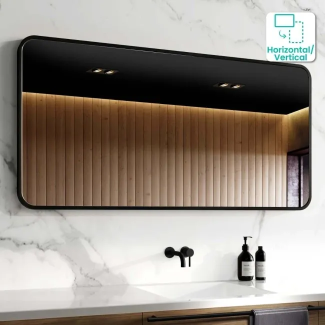 Olivia Black Framed Rectangular Bathroom Mirror 600x1200mm