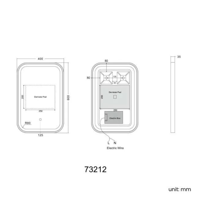 Olivia Black Framed Illuminated LED Mirror 600x400mm