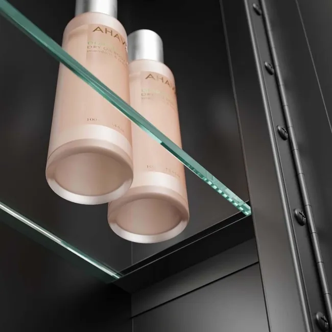 Olivia Battery Operated Black Framed Illuminated LED Mirror Cabinet 710x500mm