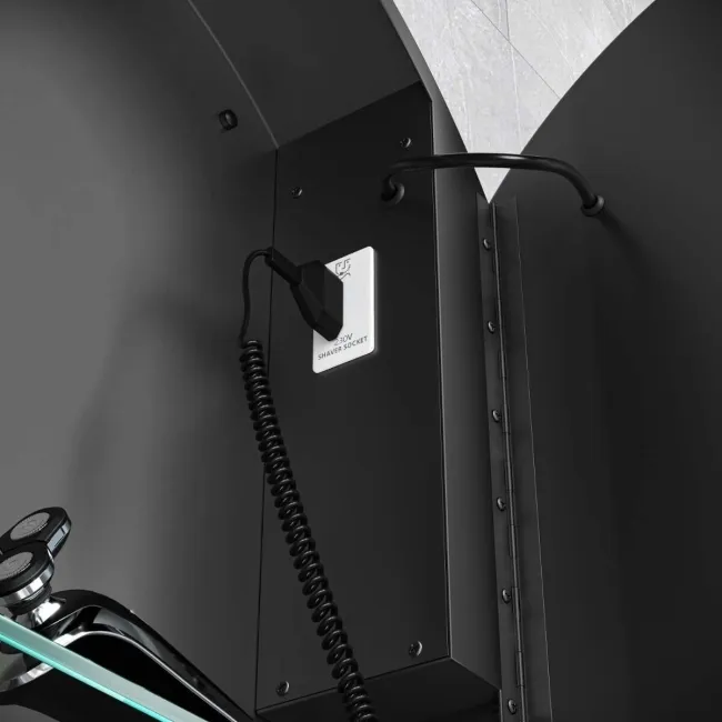 Mollie Black Framed Round Illuminated LED Mirror Cabinet 500mm