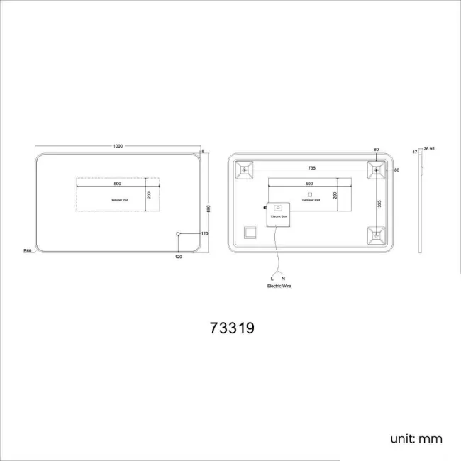 Olivia Brushed Brass Backlit llluminated LED Mirror 600x1000mm