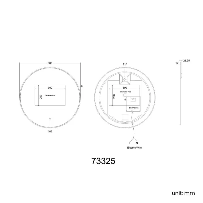 Mollie Brushed Brass Round Backlit Illuminated LED Mirror 600mm