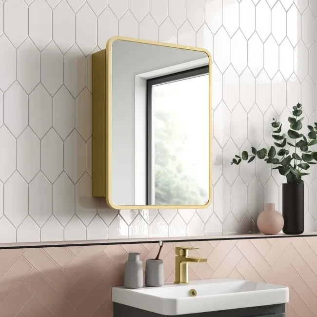 Olivia Matt Brass Mirror Cabinet 610x450mm