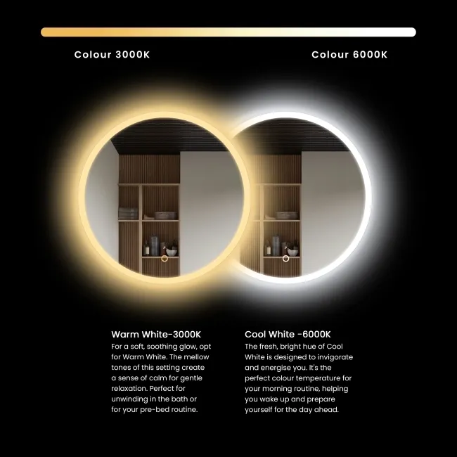 Selma Battery Operated Matt Black Illuminated LED Mirror Cabinet 600x450mm