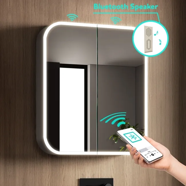 Willow Illuminated LED Mirror Cabinet With BLUETOOTH Speaker & USB Port 700x800mm