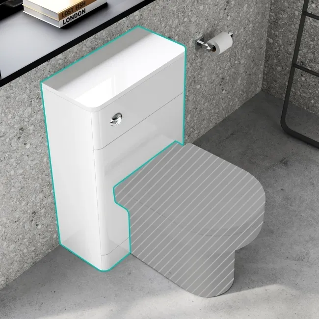 Curved Gloss White Slimline Back To Wall Toilet Unit 500mm