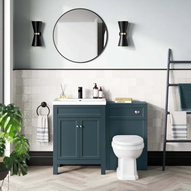 Inky Blue Slimline Back To Wall Toilet Unit 500mm