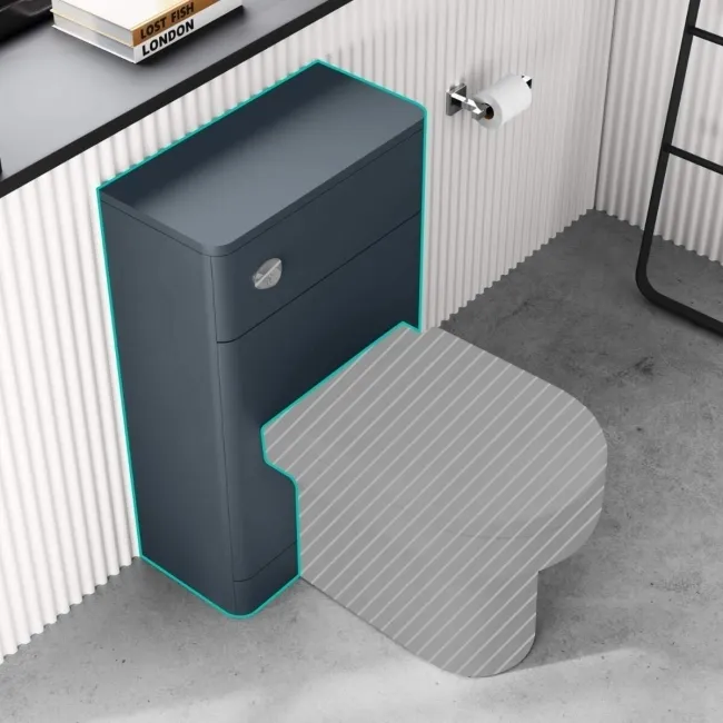 Inky Blue Slimline Back To Wall Toilet Unit 500mm