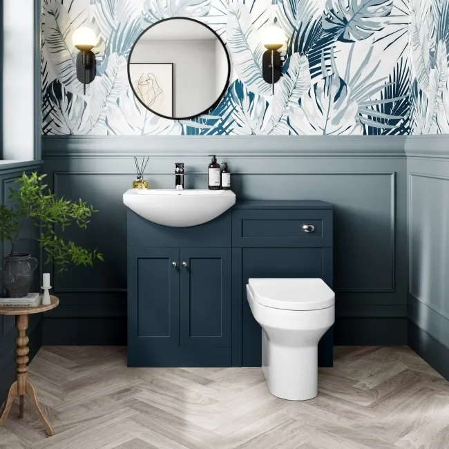 Capri Navy Blue Back To Wall Toilet Unit 500mm