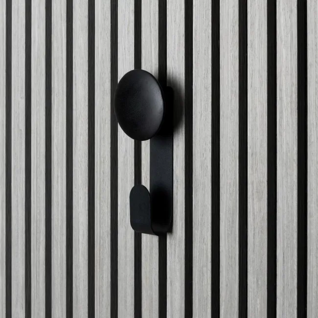 Trepanel Customise® Wooden Hanger Black Vertical Metal Hook