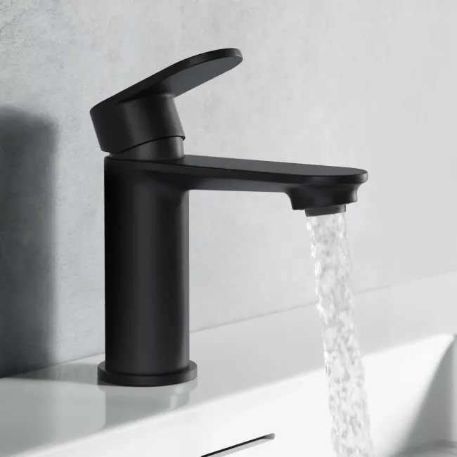 Anker Matt Black Basin & Shower Bath Mixer Tap Set