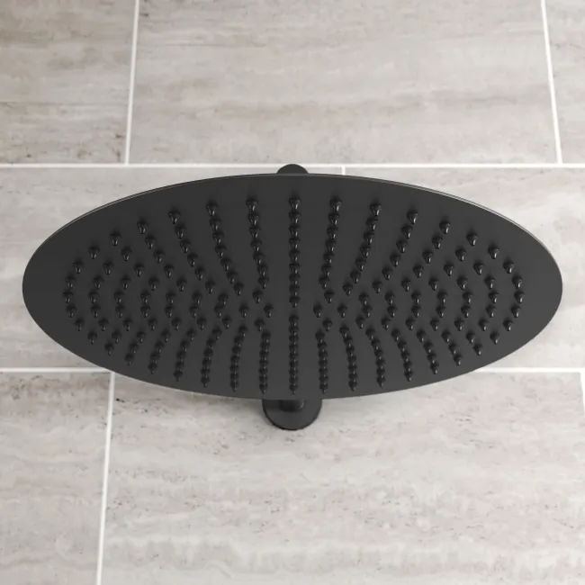 Ballina Premium Matt Black Round Thermostatic Shower Set - 300mm Head