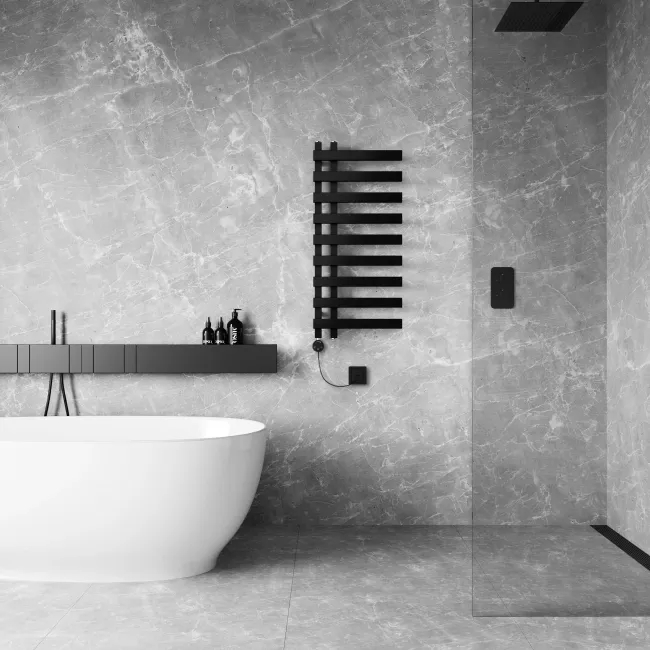 Palermo Electric Matt Black Designer Heated Towel Rail 1000x450mm