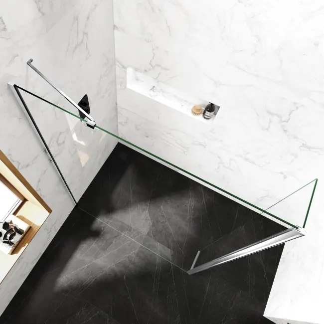 Copenhagen Easy Clean 8mm Wet Room Shower Glass Panel 1400mm & 250mm Pivotal Return Panel