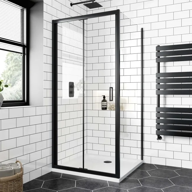 London Matt Black 6mm Bifold Shower Enclosure 900x900mm