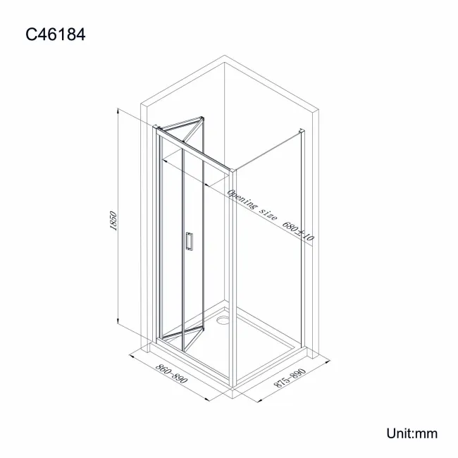 London Matt Black 6mm Bifold Shower Enclosure 900x900mm