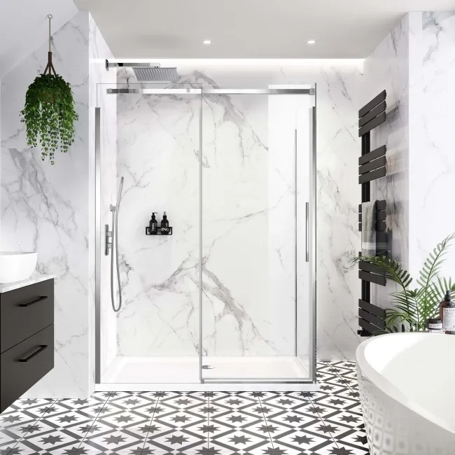 Stockholm Easy Clean 8mm Frameless Sliding Shower Enclosure 1400x900mm